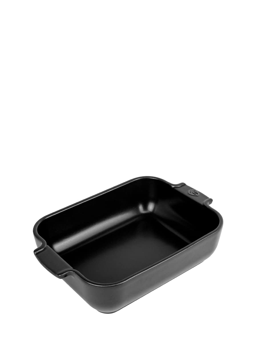 PEUGEOT - Rectangular Ceramic Baking Dish - 25 cm (including handles) x 15.5 cm x 5.5 cm - Capacity: 1.4 L - 2-3 Servings - 10 Year Guarantee - Made In France - Satin Black Colour