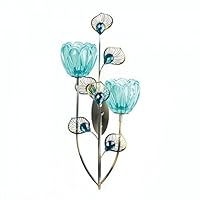 Zings & Thingz 57073538 Peacock Flowers Wall Sconce, Blue