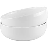 Vitrignis 50oz Salad Bowls Set - 1.6qt Large Salad Bowl - White Ceramic Bowls For Kitchen - Fruit Bowl For Party(Set Of 2)