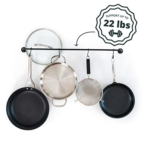 Greenco Pot and Pan Wall Mounted Rail Hanger Racks Cookware Set and