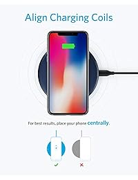 Anker Wireless Charger, PowerWave Pad, Compatible iPhone 11, 11 Pro, 11 Pro Max, Xs Max, XR, XS, X, 8, 8 Plus, 10W Fast-Charging Galaxy S10 S9 S8, Note 10 Note 9 Note 8 (No AC Adapter) - Navy Blue