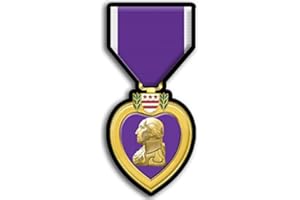 AMERICAN VINYL Purple Heart Award Sticker (Wounded Armed Services Valor Medal Award Vinyl, Veterans Vets Sacrifice Military Decal for Cars, Trucks, Laptops, Made in The USA (2 x 4 inch)