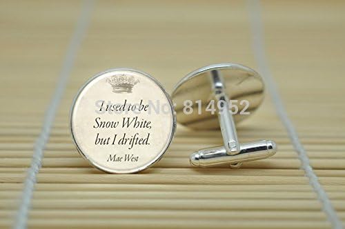 Pretty Lee Mae West Quote Jewelry Cufflinks I Used To Be Snow White Cufflinks In Silver Glass Cabochon Cuff Links C0369