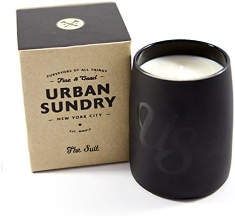 Urban Sundry Natural Soy Wax Candle, The Suit Fragrance, 80 Hours, Scent Notes of Vetiver, Coriander, Sandalwood, Tobacco and Cedar, Men and Women, Black Apothecary Glass Jar, Non-Toxic