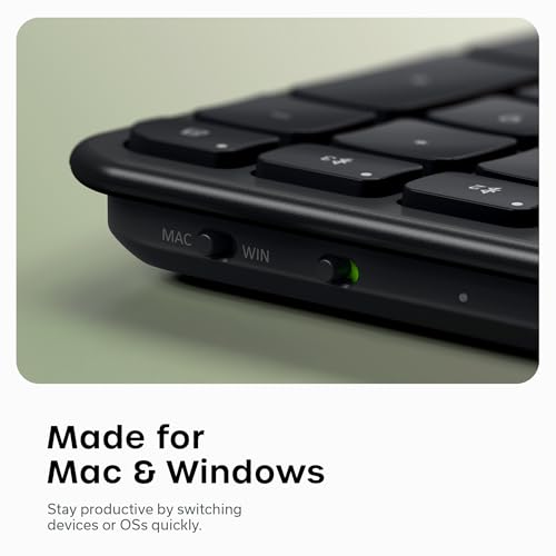 Satechi Slim EX3 Wireless Keyboard, Full-Size Keyboard with Numpad, Multi-Device Bluetooth, 2.4GHz Connection for macOS, Windows, Android, Instant OS Key Remap,USB-C Rechargeable Battery - Space Black