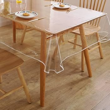 A2ZWORLD Transparent Rectangular PVC Table Cloth, Protective Waterproof Wipe Clean Plastic Tablecloth (140 x 120 cm)