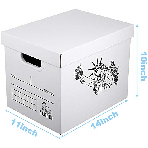SEMAXE Storage Boxes Carton Boxes, 10-Pack 14" x 11" x 10" File Boxes Tape-Free Fast-fold Easy Carry