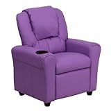 Flash Furniture Contemporary Lavender Vinyl Kids Recliner with Cup Holder and Headrest, DG-ULT-KID-LAV-GG