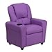 Flash Furniture Contemporary Lavender Vinyl Kids Recliner with Cup Holder and Headrest