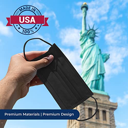 [50-Pack] Liberty Masks | Made in USA | Black | 3 Ply Disposable Face