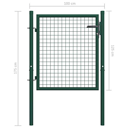 Tidyard Metall Zauntor Gartentor Hoftor Einzeltor Einfahrtstor Zaunfelder, 100x125 cm Grün – Bild 6