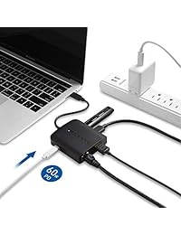 El cable importa USB C, un adaptador multipuerto HDMI 4K con 2x USB 3.0, Gigabit Ethernet y Power Delivery (compatible con Thunderbolt 3 puertos), Negro