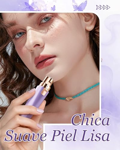 Rechargeable Electric Female Facial Epilator: 2 in 1 Pain-Free Eyebrow Trimmer/Waterproof for Lip/Chin/Cheeks- Women Gift (Purple)