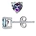 Silvershake 1.1ct. 5mm Petite Heart Shape Mystic Fire Topaz 925 Sterling Silver Stud Earrings