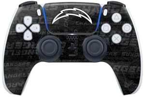 Skinit Decal Gaming Skin Compatible with PS5 Controller - Officially Licensed NFL Los Angeles Chargers Black & White Design
