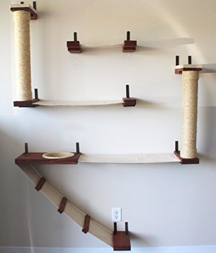 CatastrophiCreations The Roman Cat Fort Hammock Climbing Activity Wall-Mounted Cat Tree, English Chestnut