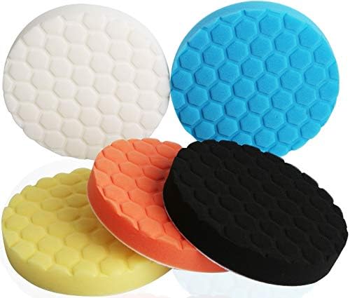 iMounTEK 7 INCH Car Foam Drill Waxing Polishing Buffing Sponge Pad. Great for Removing Scratches & Marks. Car Boat Motorcycle Sanding, Polishing, Waxing, Sealing Glaze Foam Pad. 5 Different Pads