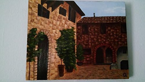 Original Art - "Italian Courtyard" - Original Acrylic Painting on Wood, 8x10