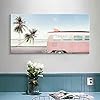 Beach-Picture-Coastal-Wall-Art-Pink-Car-with-Surfboard-Artwork-Seaside-Palm-Painting-Print-on-Canvas-for-Living-Room-40-inch-x-20-inch-x-1-Panel Beach Picture Coastal Wall Art: Pink Car with Surfboard Artwork Seaside Palm Painting Print on Canvas for Living Room…