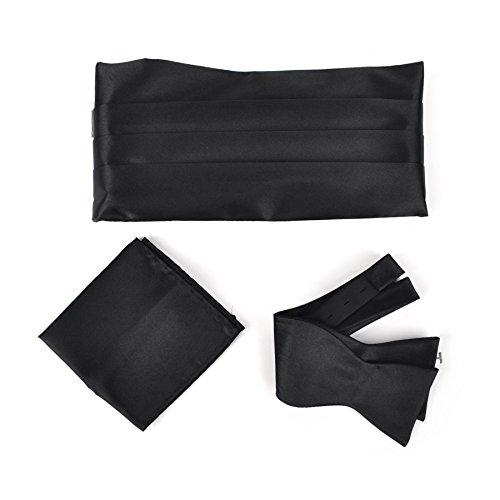 TopTie Men's Self Tie & Formal Cummerbund Set, Box-packed, Christmas Gift Idea BLACK