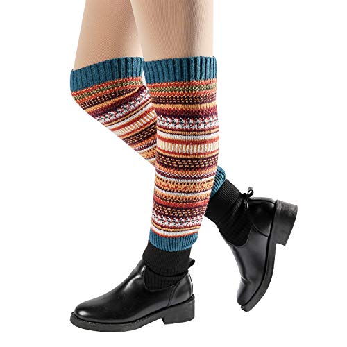 DREAM SLIM Colourful Striped Knitted Crochet Knee High Leg Warmers Boot Leg Cuffs Slouch Socks