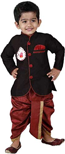 PEACEWAVE Boy Ethinic Wear, Fancy Dhoti Kurta/Angarkha Set, Art Silk Sleeveless Party PEACEWAVE Boy Ethinic Wear, Fancy Dhoti Kurta/Angarkha Set, Art Silk Sleeveless Party