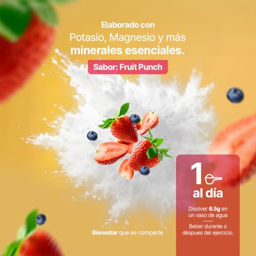 Electrolitos de 60 Servicios Sin Azúcar con 1000mg de Citrato de Potasio, Citrato de Magnesio, Citrato de Calcio, Sodio, Zinc. B Life Electrolytes Blend (Fruit Punch)