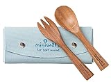 Miniware Natural Mao Bamboo Cutlery Set with Training Spoon, Fork, and Carry Case for Baby Toddler Kids – Promotes Self Feeding | Eco-Friendly Utensils | BPA Free | Modern and Simple Design