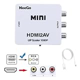 HD Video Converter Box - Generic HDMI to AV RCA CVBS 1080P Composite Audio Video Mini Adapter - Up Scaler Converts HDMI Signals to Normal CVBS for Playing on TV, VHS, VCR & DVD