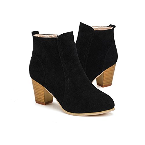 Women Bootie,FTXJ Ladies Business Casual Ankle Boots With 8cm High Heels Shoes (8, Black)
