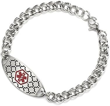 Free Engraving-Stainless Steel Black Silhouette Medical Alert ID Bracelets,8.5"