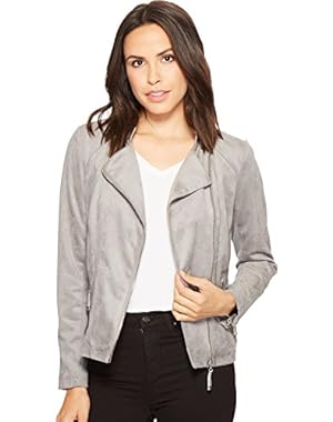 Womens Faux Suede Moto Jacket