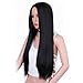 ForQueens Synthetic Long Straight Hair Wigs Black Color Full Wig for Women Middle Part Heat Resistant Wigs Long Wigs for Black Women