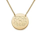 Solid 18k Gold Plated Sterling Silver Monogram Disc Necklace - Custom Made with Any Initals!