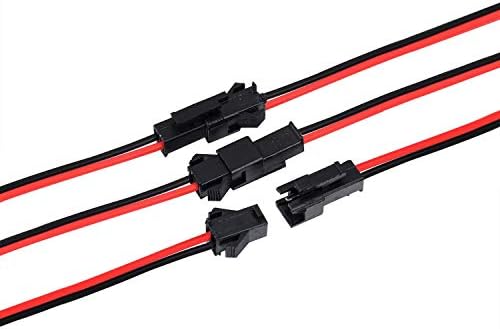 Cable plug 2-pin JST SM plug, male and female, 22 AWG cable 135mm for LED lights (25 pairs)