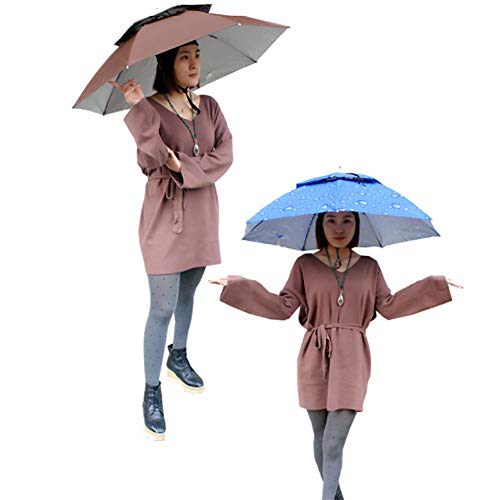 SDGDFXCHN Doppelschichtiger faltbarer Regenschirm, Kopfbedeckung, Regenschutz, Angelkappe – Bild 5