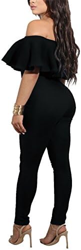 Womens Solid Color Sexy Strapless Falbala Flounced Tight Jumpsuit Rompers