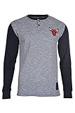 NBA Men's Chicago Bulls Coaches Henley Thermal Team Logo Long Sleeve Shirt, Large, Black Marled