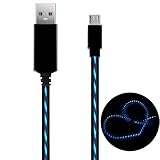 Tenfly Premium LED Flowing Light Glow in Dark Micro USB Cables Charge & Sync Cords for Samsung/HTC/GPS/MP3/Bluetooth and All Micro USB (Android)