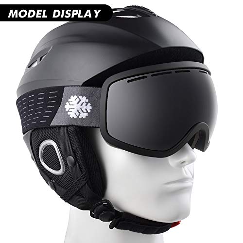 Snowledge Ski Snowboard Goggles with UV400 Protection, OTG Skiing Snowboarding Goggles of Double Spherical Lens with Anti-Fog Ski Goggles for Men, Women, Helmet Compatible Snow Goggles