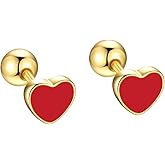 Valentines Heart Stud Earrings Red Enamel Tiny Small Stud Earrings for Women Fashionable Minimalist Chic Heart-shaped Earrings