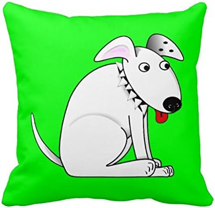 Cute Cartoon White Dog Collar Lime Green Pillow Case 18" * 18"