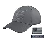 Condor Flex Tactical Cap (Large/Extra Large, Graphite) with USA Flag Hook and Loop Patch (Foliage/Black)