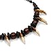 Lemu Jewelry Mens Prehistoric Caveman Tribal Real Wolf Tooth Necklace (Brown)