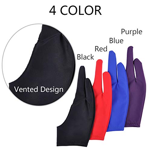 eZAKKA Tablet Drawing Glove, Artist Glove for Graphic Tablet Art Creation Pen Display and iPad Pro Pencil(Blue,Red, Black,Purple)
