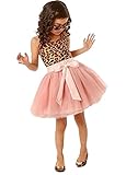 Girls Kids Vintage Lepoard Sleeveless Tulle Skirt Kids Party Dresses (3-4 Years, Lepoard)