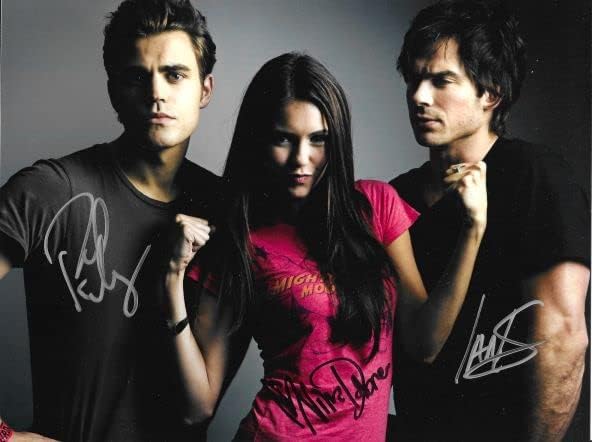 Photographs - The Vampire Diaries - Paul Wesley, Nina Dobrev, & Ian Somerhalder Reprint (RP), Preprint, Preprinted (PP) Signed Autographed 8x10-inch Photograph - Glossy