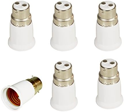 IKSACE 6-Pack B22 to E26 E27 Adapter Chandelier Light Socket B22 to Bulb Socket E26 E27 Bulb Base Adapter Converter