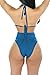 Kisscynest Women's 3 Piece High Waisted Halter Bikini Swimsuit Cover Ups Set Blue M