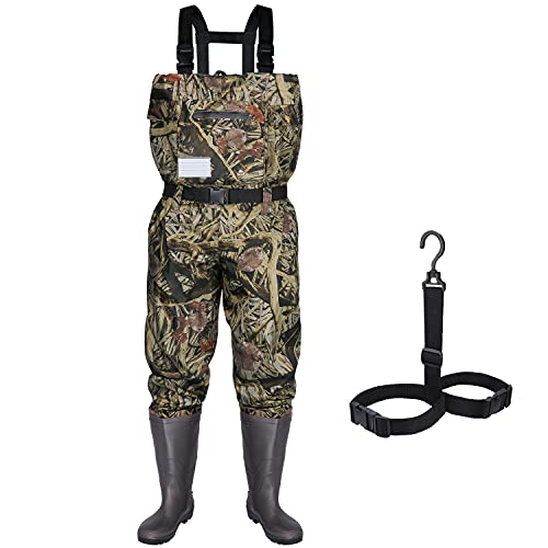 RUNCL Chest Waders with Boots Fishing Waders WaistHigh Waders Updated 400D Nylon Outer